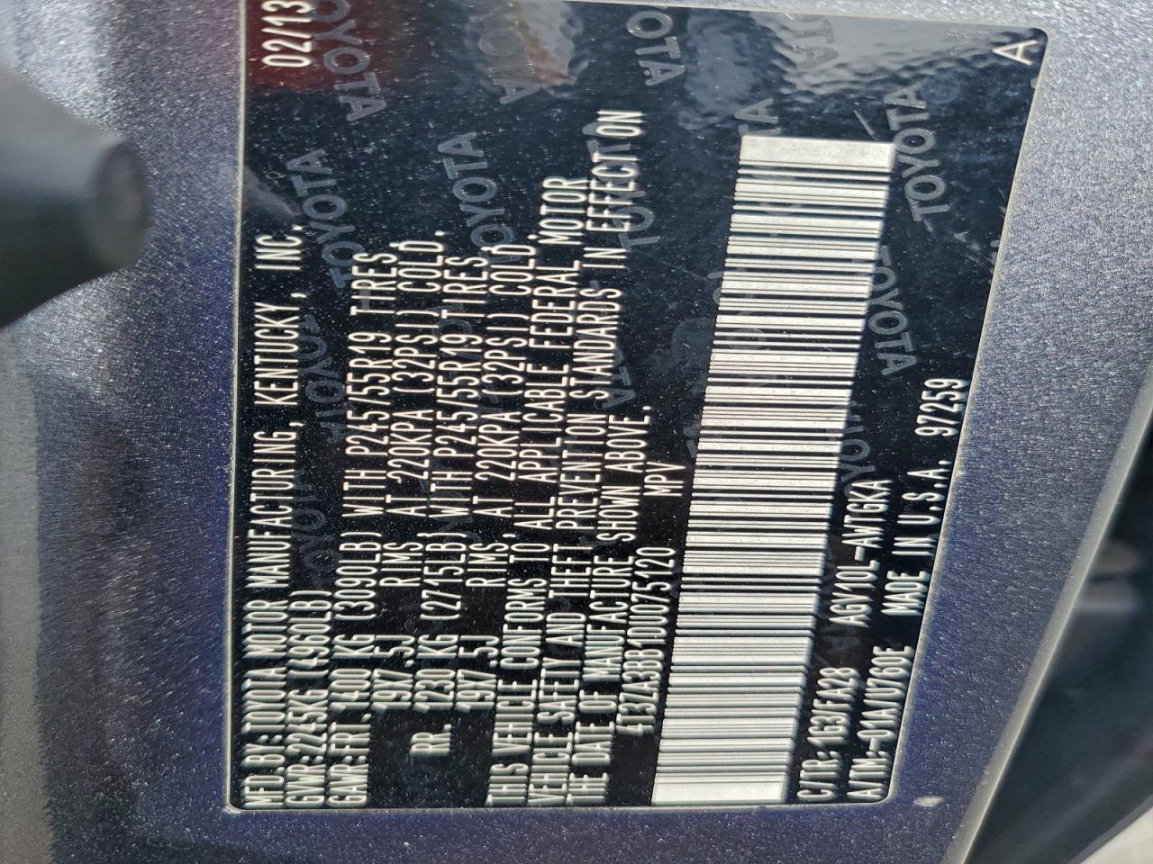 2013 Toyota Venza Le VIN: 4T3ZA3BB1DU075120 Lot: 94330515