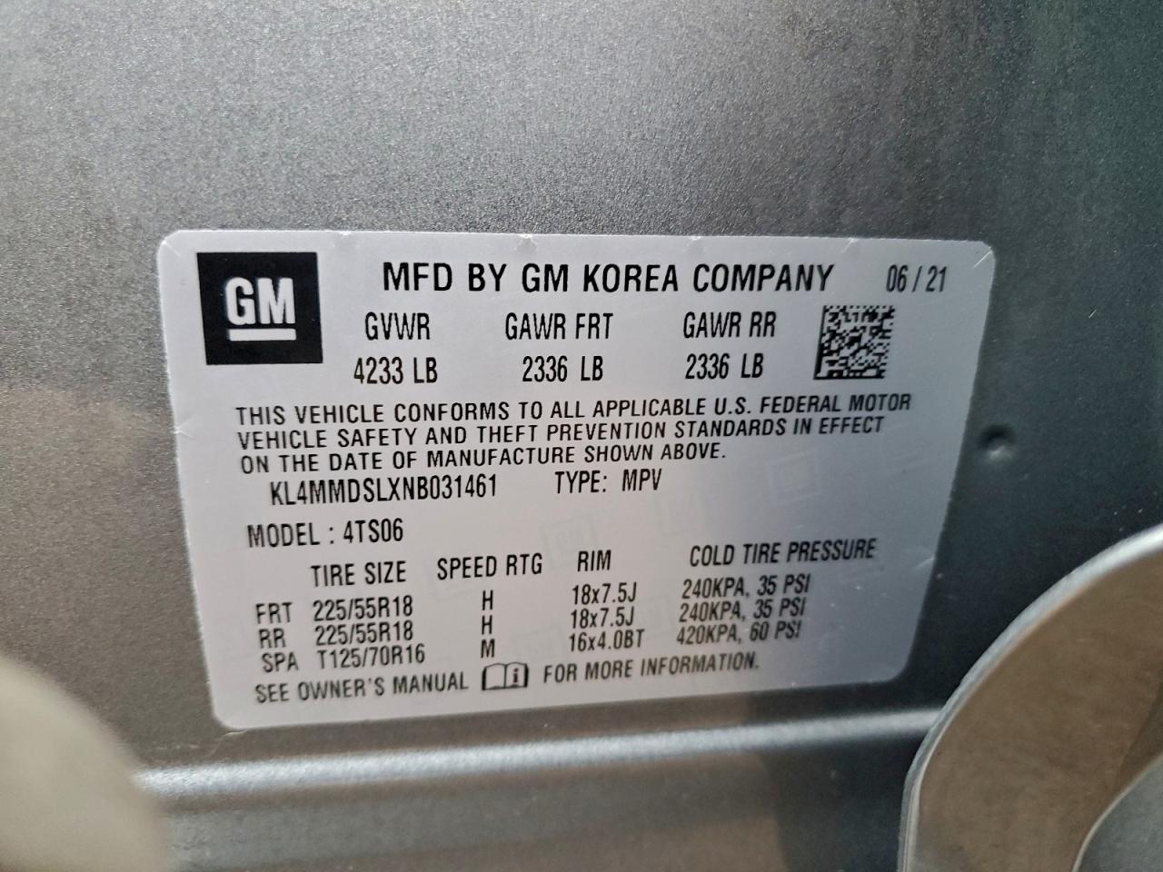 2022 Buick Encore Gx Select VIN: KL4MMDSLXNB031461 Lot: 94054835