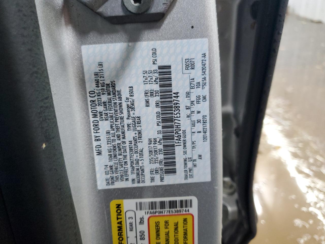 2014 Ford Fusion Se VIN: 1FA6P0H77E5389744 Lot: 92581635