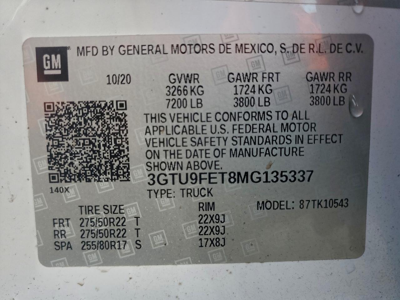 2021 GMC Sierra K1500 Denali VIN: 3GTU9FET8MG135337 Lot: 94433895