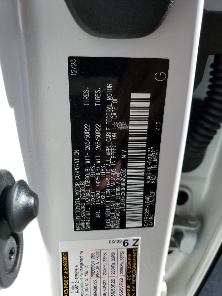 2024 Lexus Lx 600 Base VIN: JTJGB7CX0R4045260 Lot: 92025175