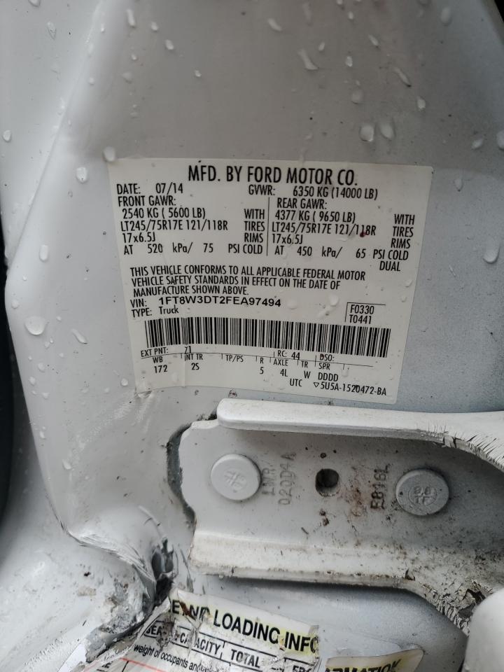 2015 Ford F350 Super Duty VIN: 1FT8W3DT2FEA97494 Lot: 92990975