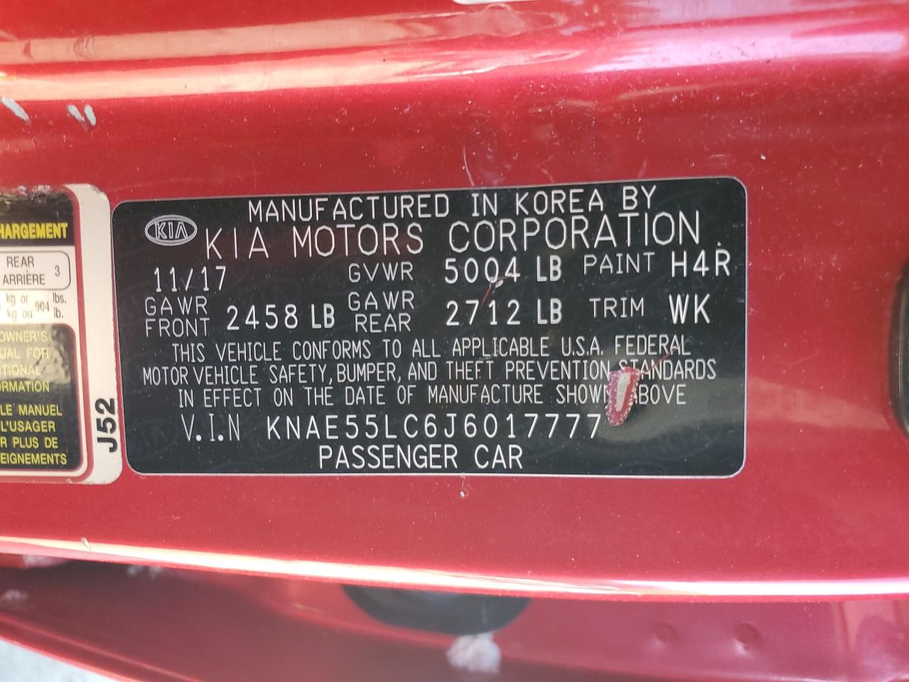 2018 Kia Stinger Gt2 VIN: KNAE55LC6J6017777 Lot: 91057825