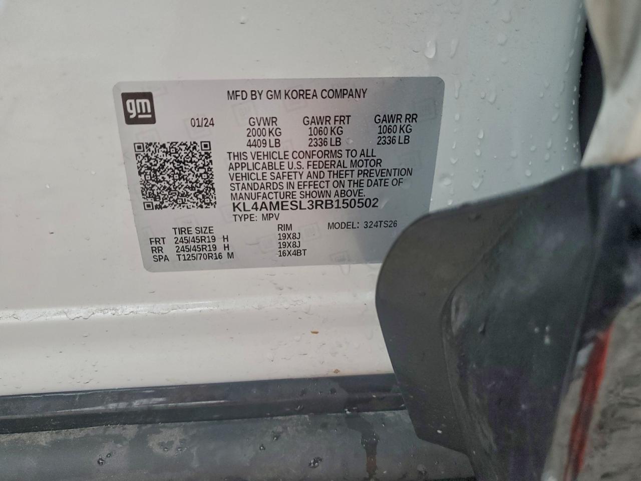 2024 Buick Encore Gx Sport Touring VIN: KL4AMESL3RB150502 Lot: 93954005