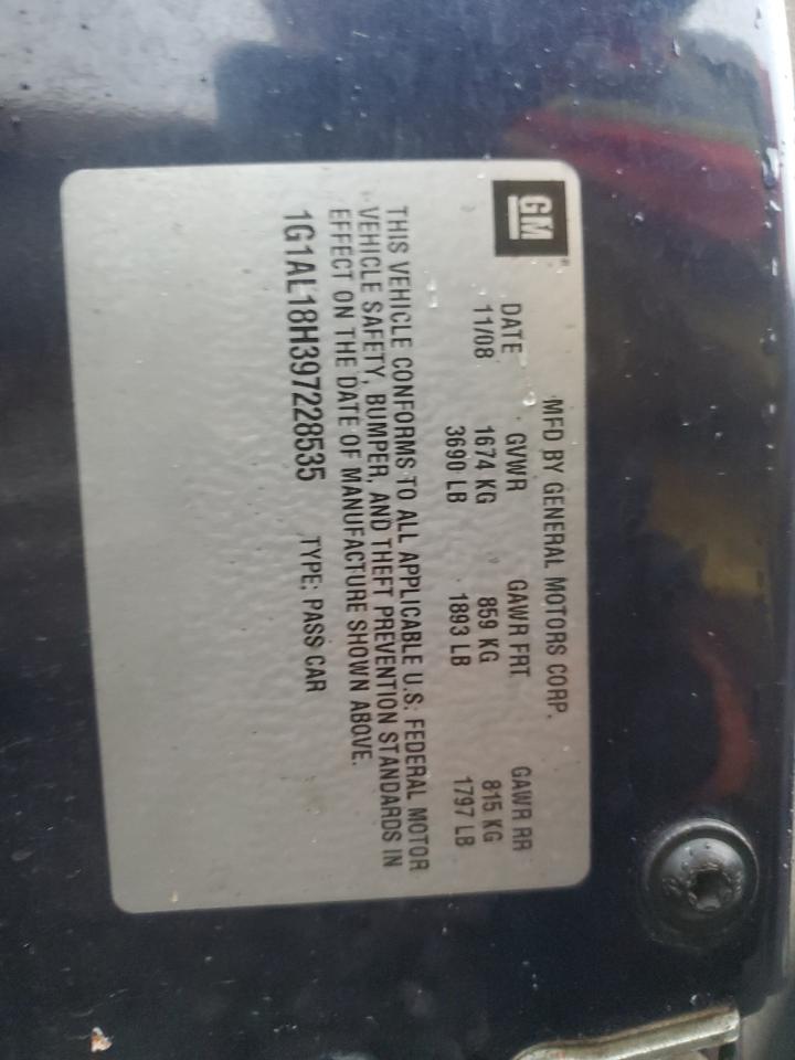 2009 Chevrolet Cobalt Lt VIN: 1G1AL18H397228535 Lot: 93150345