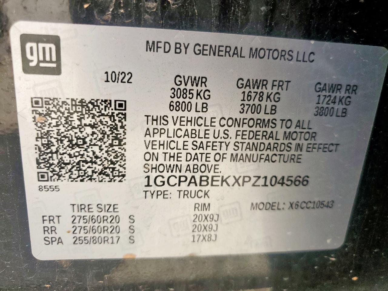 2023 Chevrolet Silverado C1500 Custom VIN: 1GCPABEKXPZ104566 Lot: 92733675