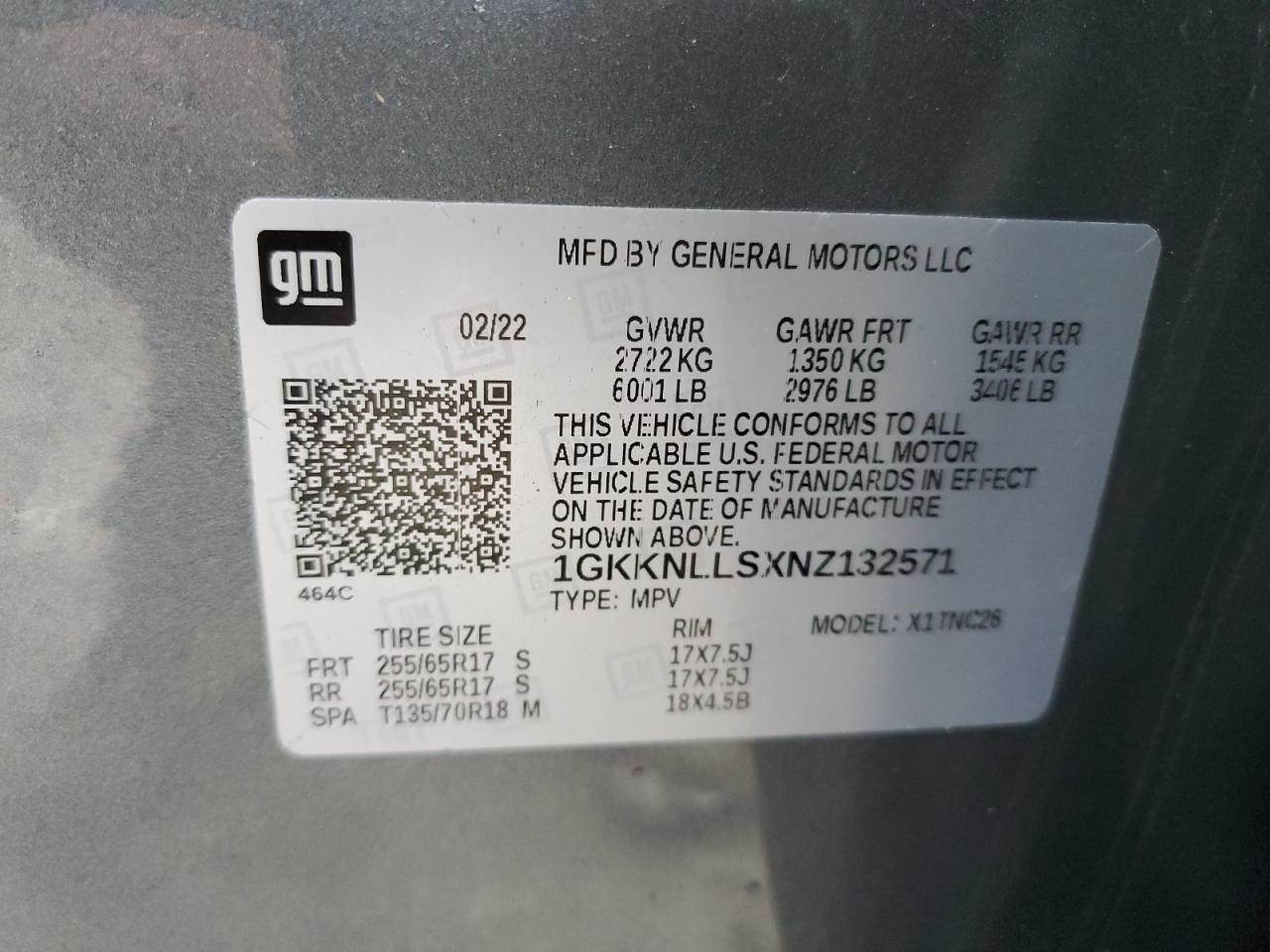 2022 GMC Acadia At4 VIN: 1GKKNLLSXNZ132571 Lot: 92379455