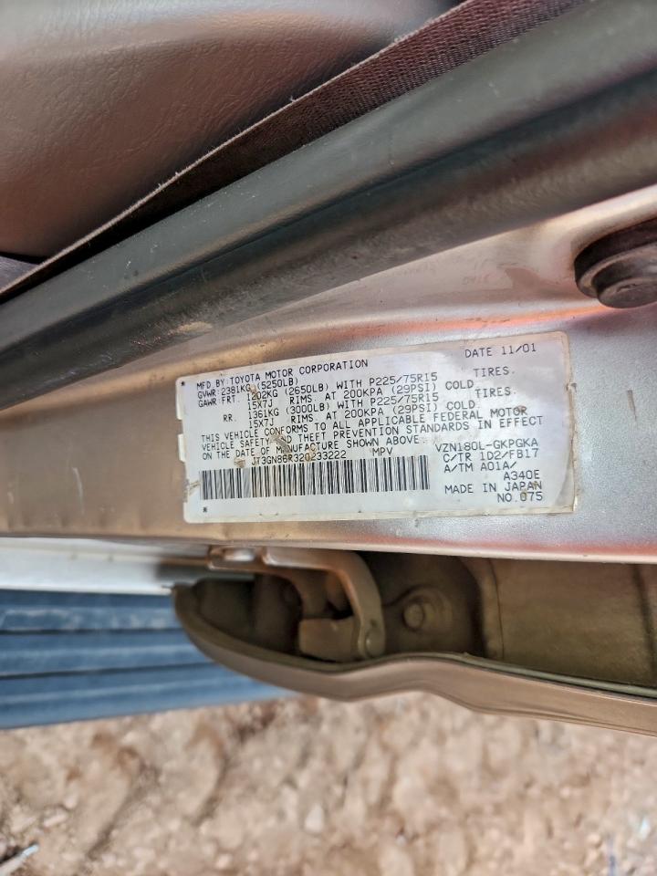 2002 Toyota 4Runner Sr5 VIN: JT3GN86R320233222 Lot: 94494315