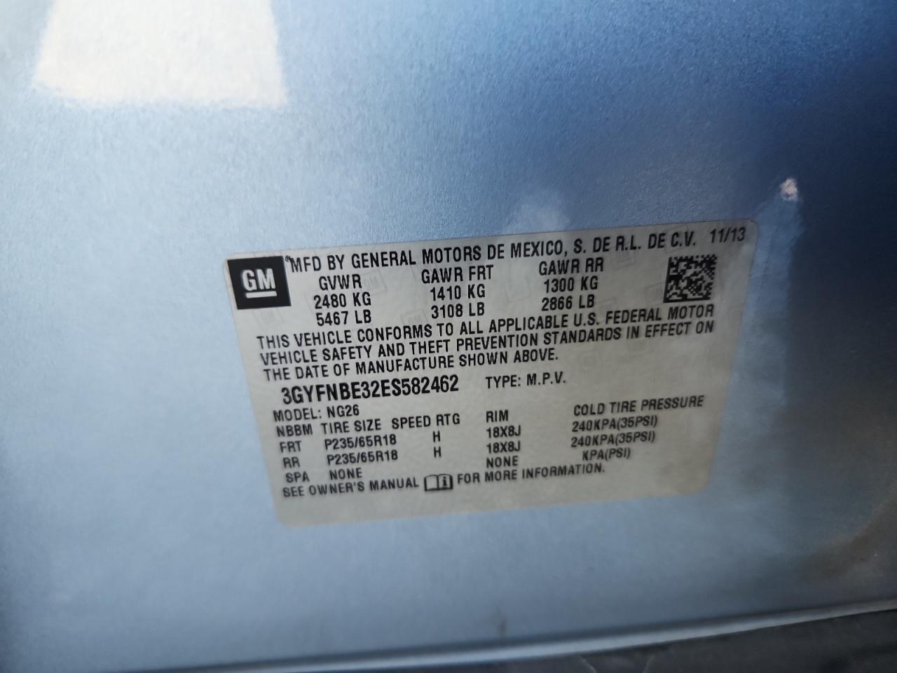 2014 Cadillac Srx Luxury Collection VIN: 3GYFNBE32ES582462 Lot: 93183295