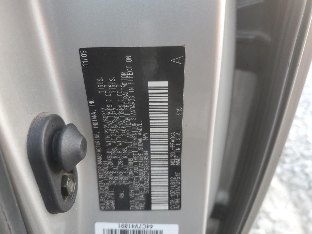 2006 Toyota Sienna Xle VIN: 5TDZA22C76S429584 Lot: 92594235