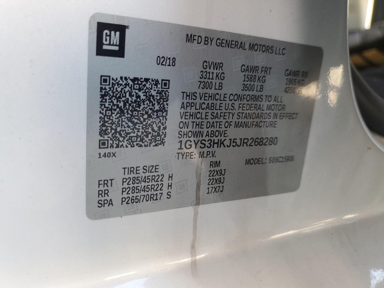 2018 Cadillac Escalade Esv Luxury VIN: 1GYS3HKJ5JR268280 Lot: 91884445