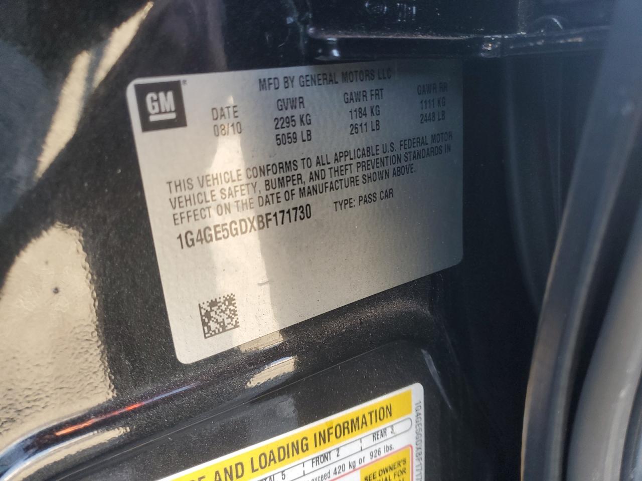 2011 Buick Lacrosse Cxs VIN: 1G4GE5GDXBF171730 Lot: 91094995