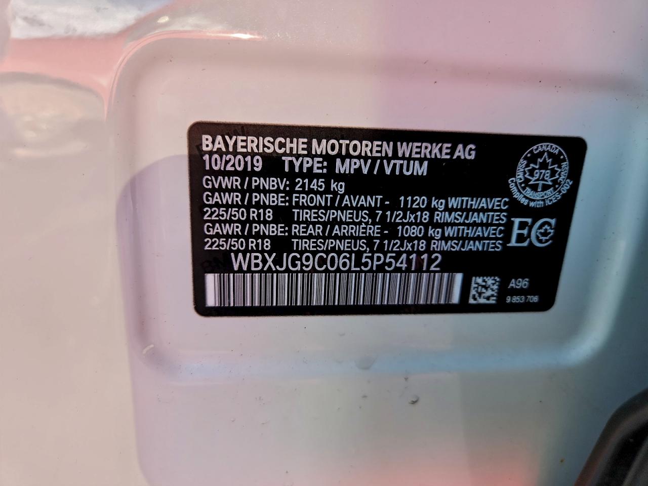 2020 BMW X1 xDrive28I VIN: WBXJG9C06L5P54112 Lot: 93486375