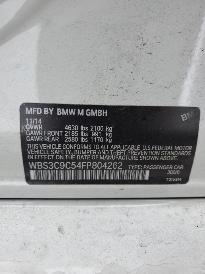 2015 BMW M3 VIN: WBS3C9C54FP804262 Lot: 91783295