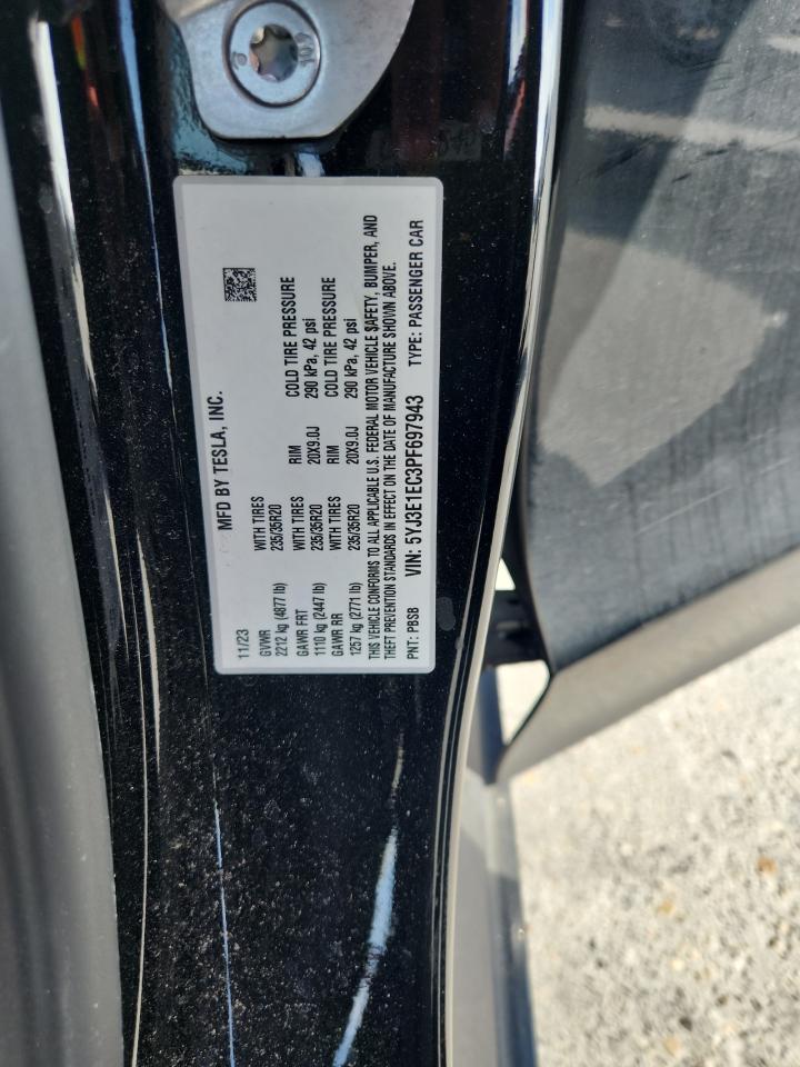 2023 Tesla Model 3 VIN: 5YJ3E1EC3PF697943 Lot: 92732305