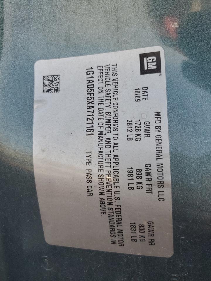 2010 Chevrolet Cobalt 1Lt VIN: 1G1AD5F5XA7121161 Lot: 91235215