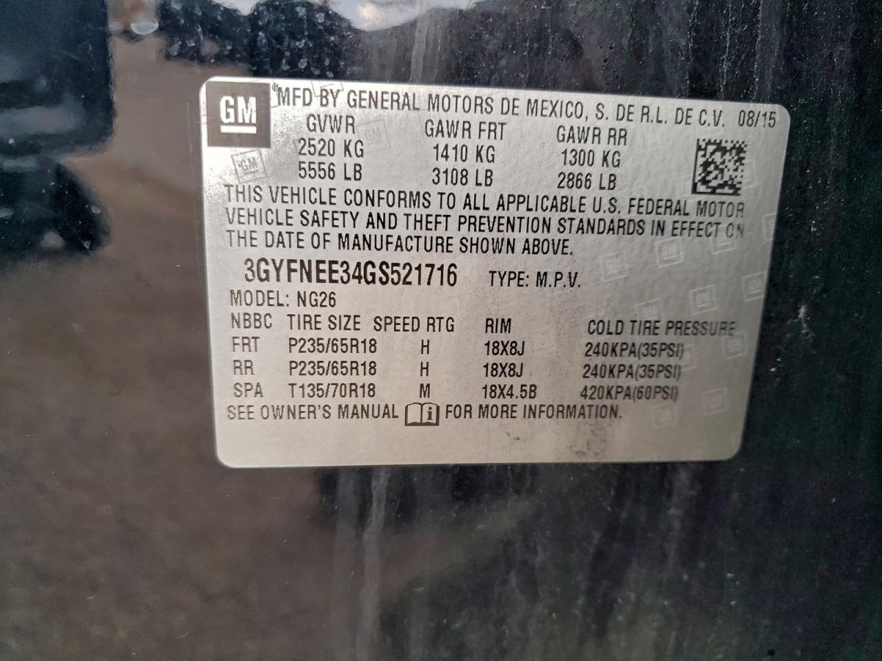 2016 Cadillac Srx Luxury Collection VIN: 3GYFNEE34GS521716 Lot: 92412805