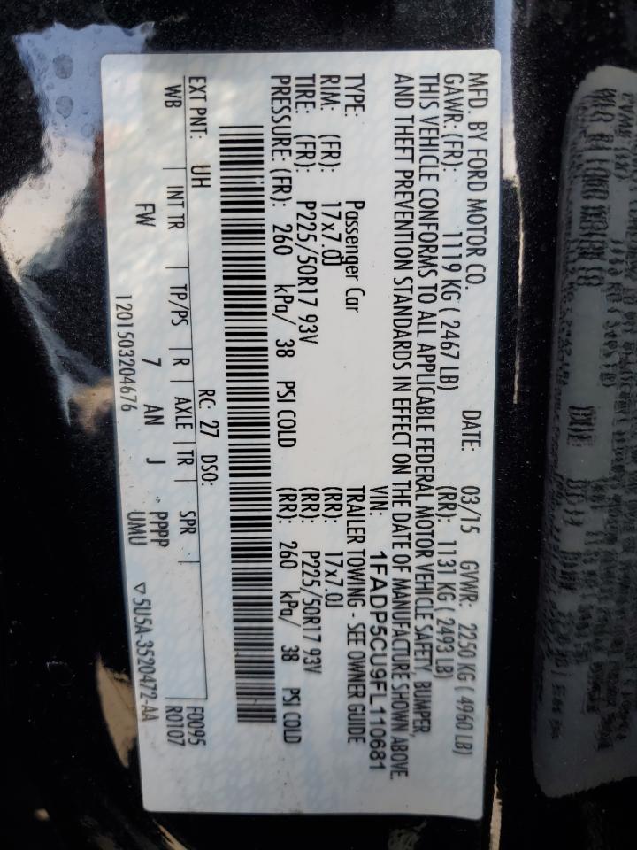 2015 Ford C-Max Premium Sel VIN: 1FADP5CU9FL110681 Lot: 91291635