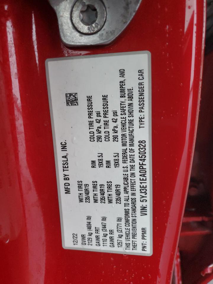 2023 Tesla Model 3 VIN: 5YJ3E1EA0PF450328 Lot: 93258055