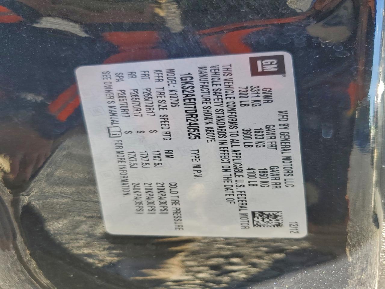 2013 GMC Yukon Sle VIN: 1GKS2AE07DR240525 Lot: 93690865