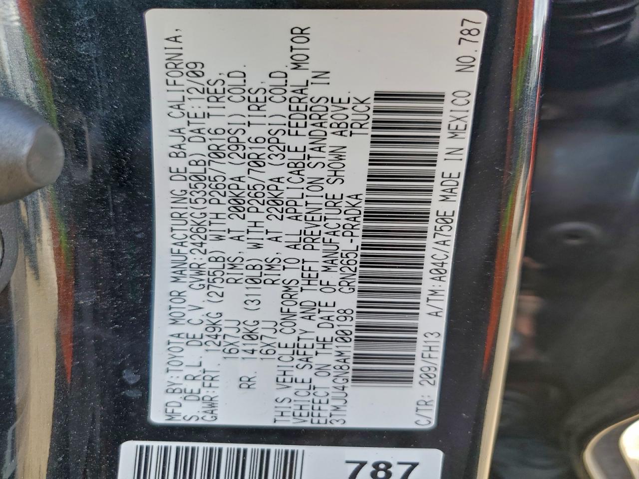 2010 Toyota Tacoma Double Cab Prerunner VIN: 3TMJU4GN8AM100198 Lot: 94033705