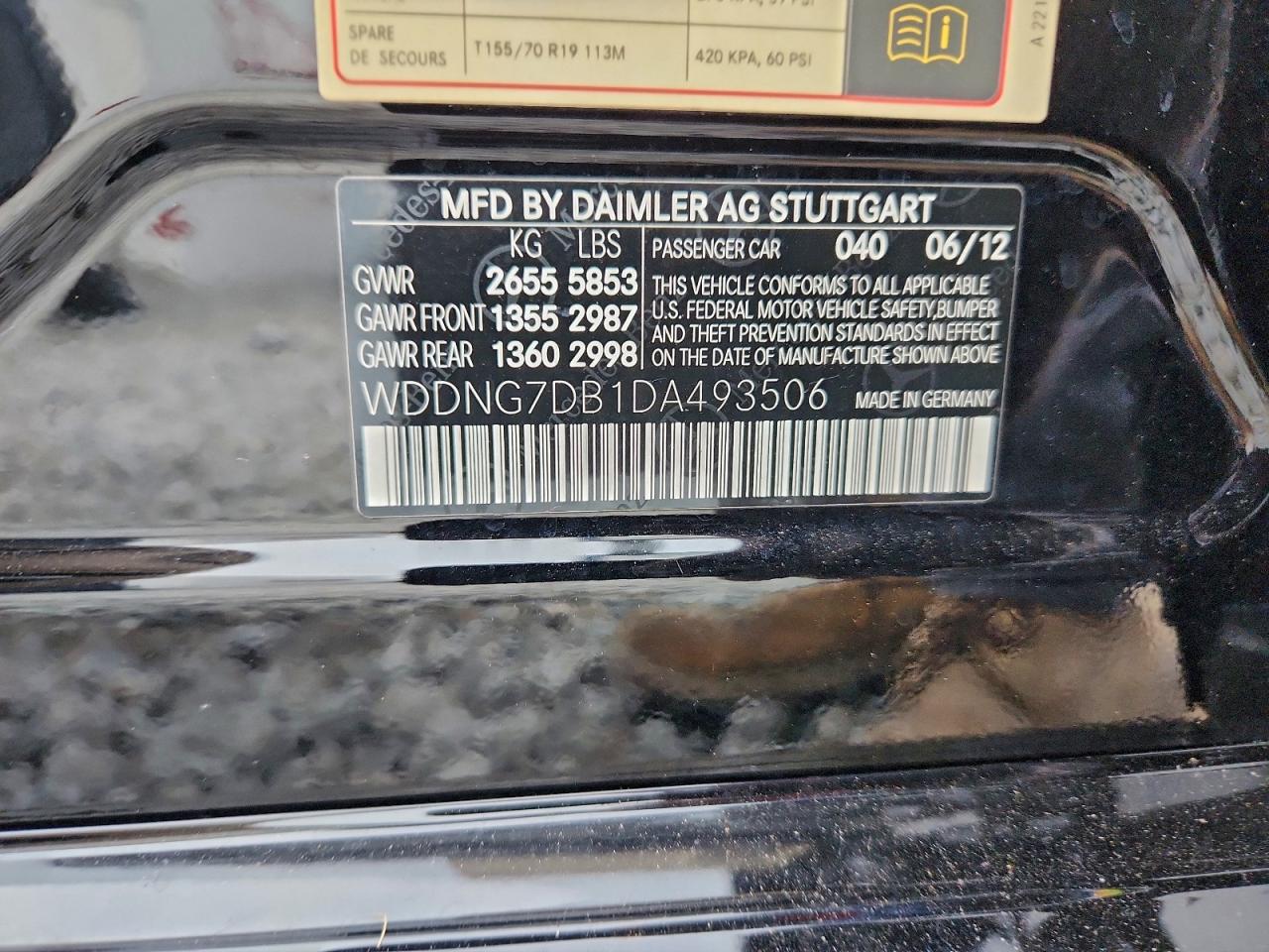 2013 Mercedes-Benz S 550 VIN: WDDNG7DB1DA493506 Lot: 94053775