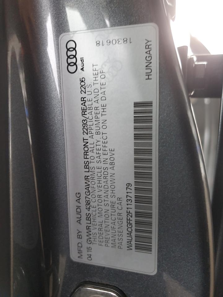 2015 Audi A3 Premium VIN: WAUACGFF2F1137179 Lot: 93507155