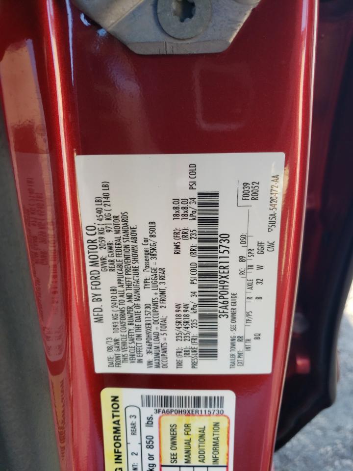 2014 Ford Fusion Se VIN: 3FA6P0H9XER115730 Lot: 92892745