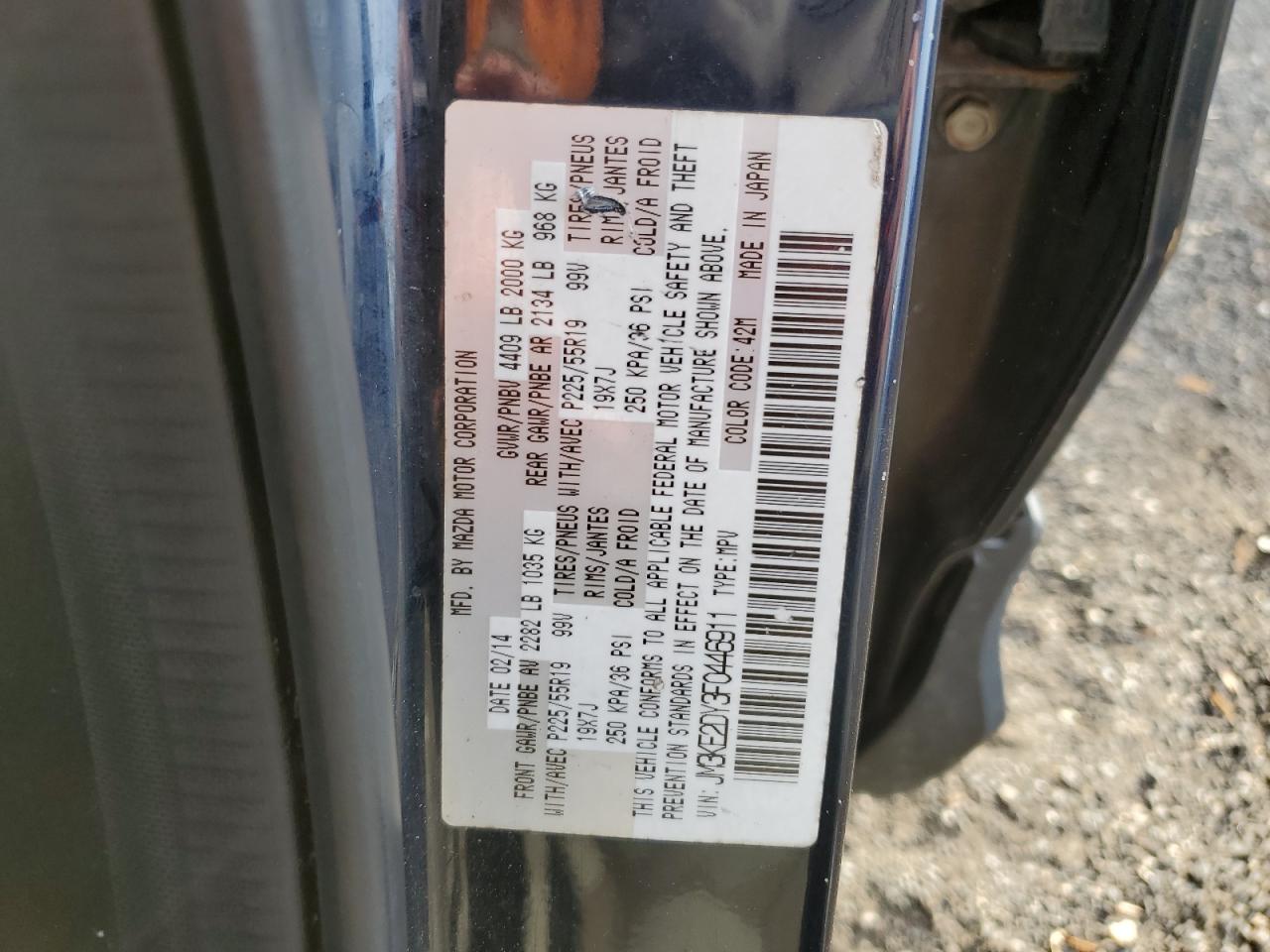 2015 Mazda Cx-5 Gt VIN: JM3KE2DY3F0446911 Lot: 93546525