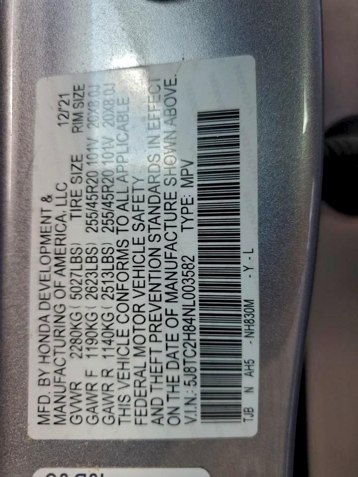 2022 Acura Rdx A-Spec Advance VIN: 5J8TC2H84NL003582 Lot: 94645675