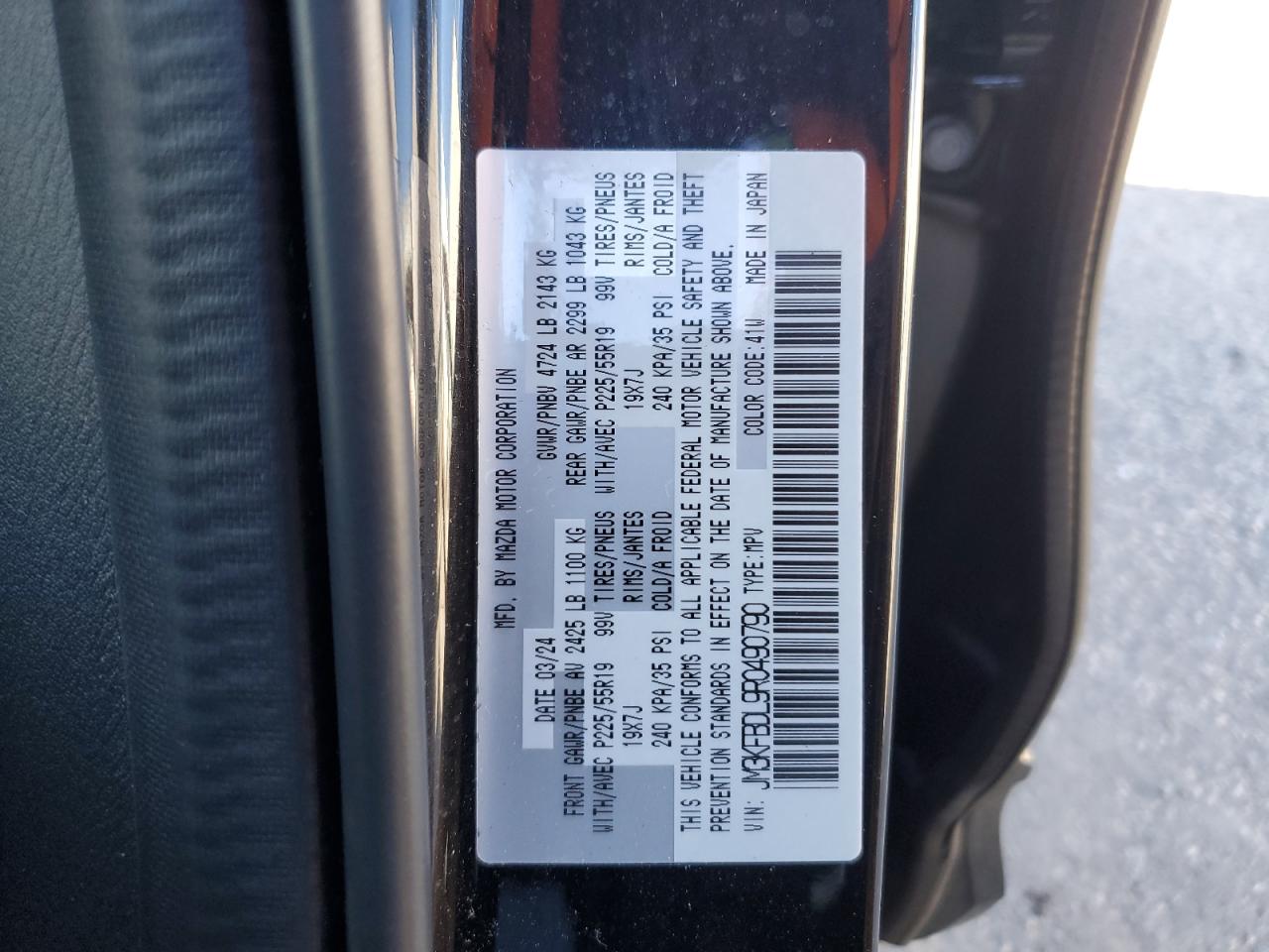 2024 Mazda Cx-5 Premium VIN: JM3KFBDL9R0490790 Lot: 91441115