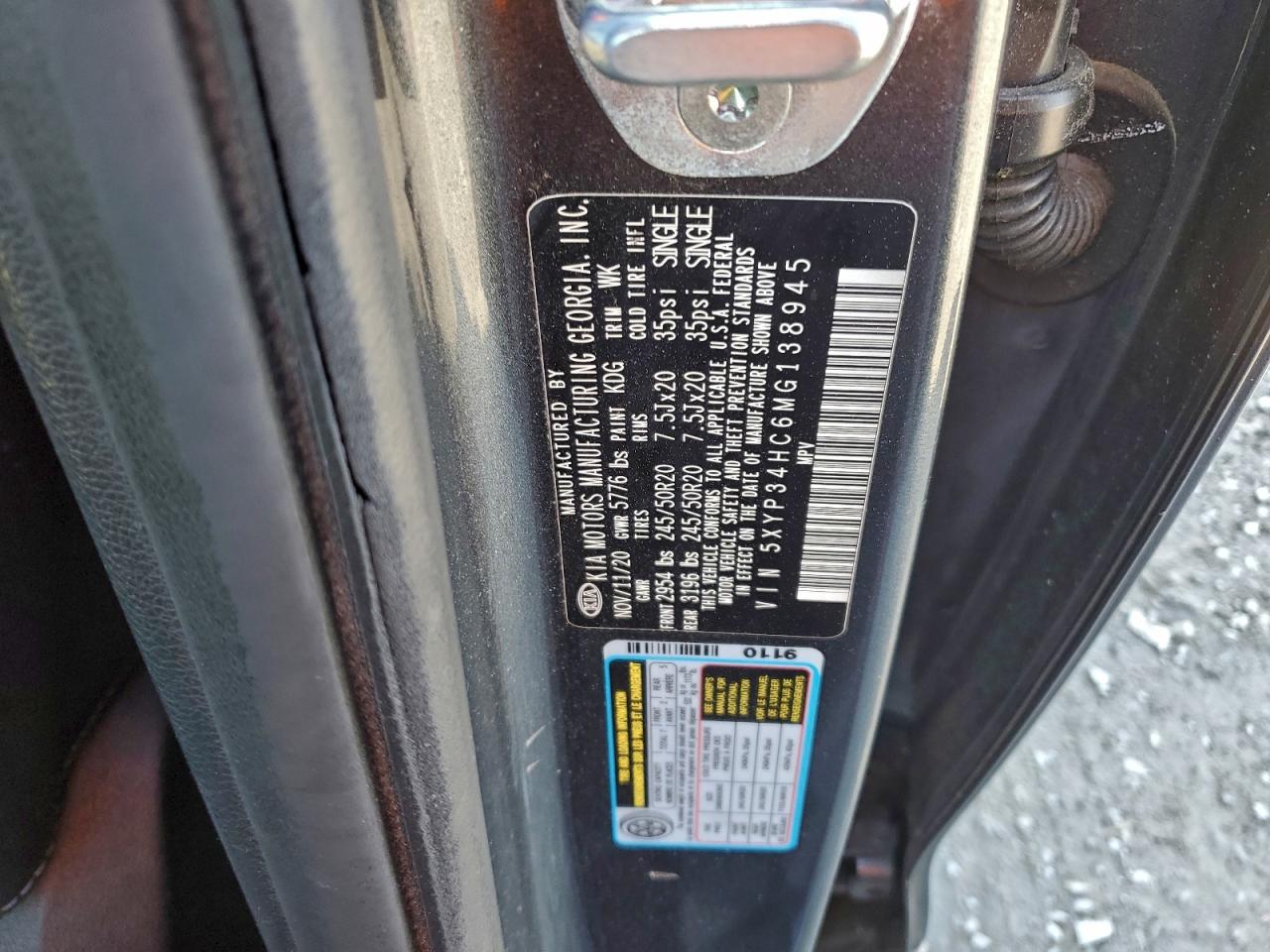 2021 Kia Telluride Ex VIN: 5XYP34HC6MG138945 Lot: 94217515