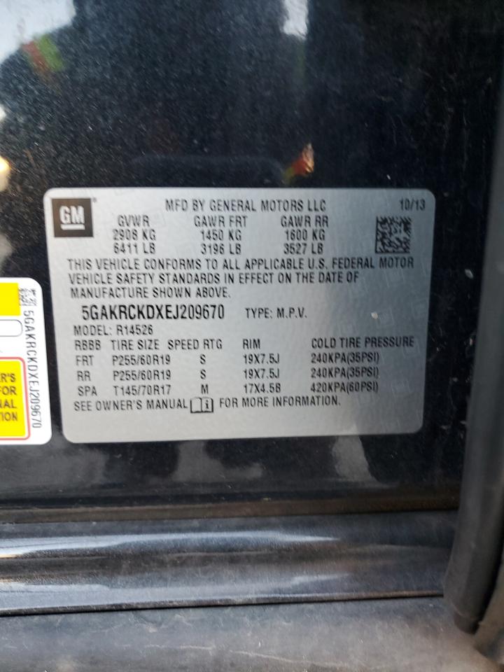 2014 Buick Enclave VIN: 5GAKRCKDXEJ209670 Lot: 91684455