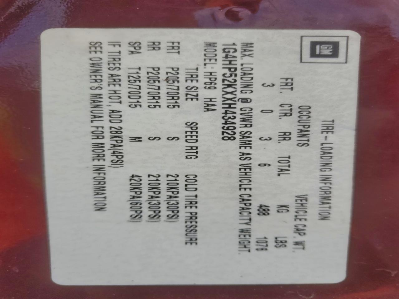 1999 Buick Lesabre Custom VIN: 1G4HP52KXXH434928 Lot: 93966125