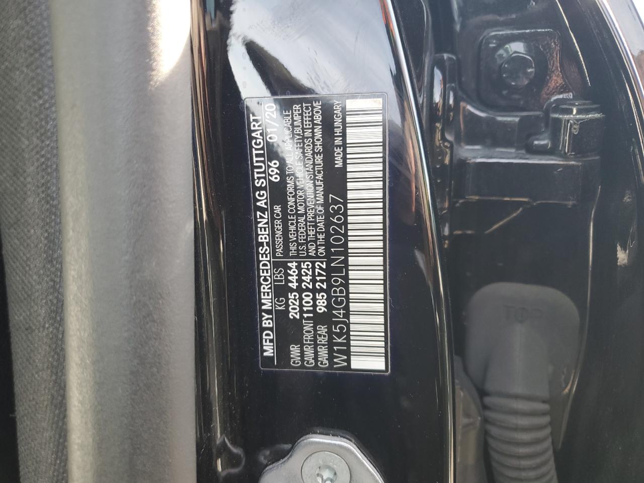 2020 Mercedes-Benz Cla 250 VIN: W1K5J4GB9LN102637 Lot: 92528335