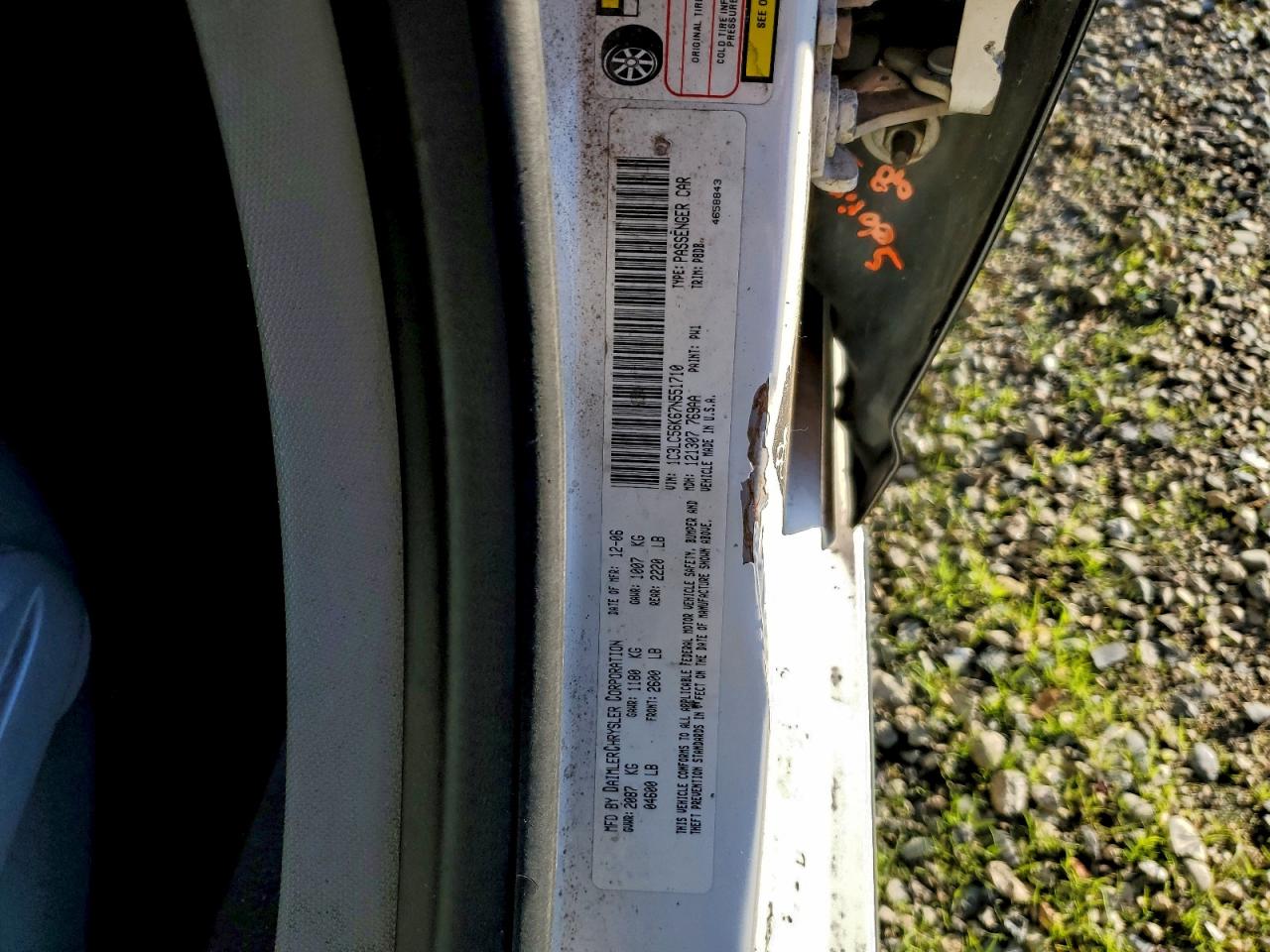 2007 Chrysler Sebring Touring VIN: 1C3LC56K67N551710 Lot: 93896555