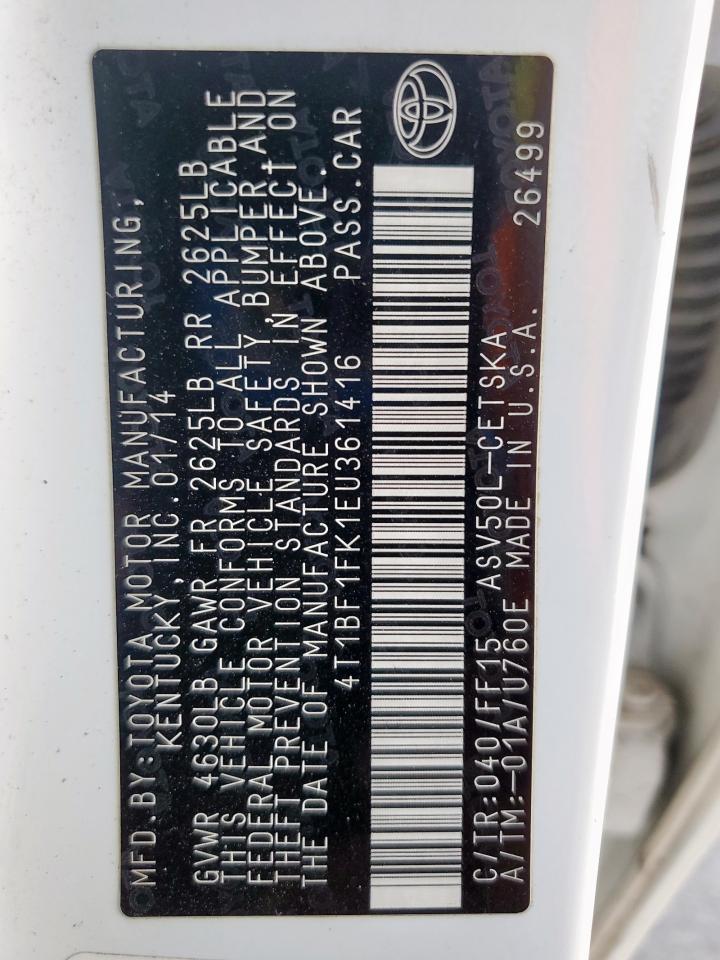 2014 Toyota Camry L VIN: 4T1BF1FK1EU361416 Lot: 91653145