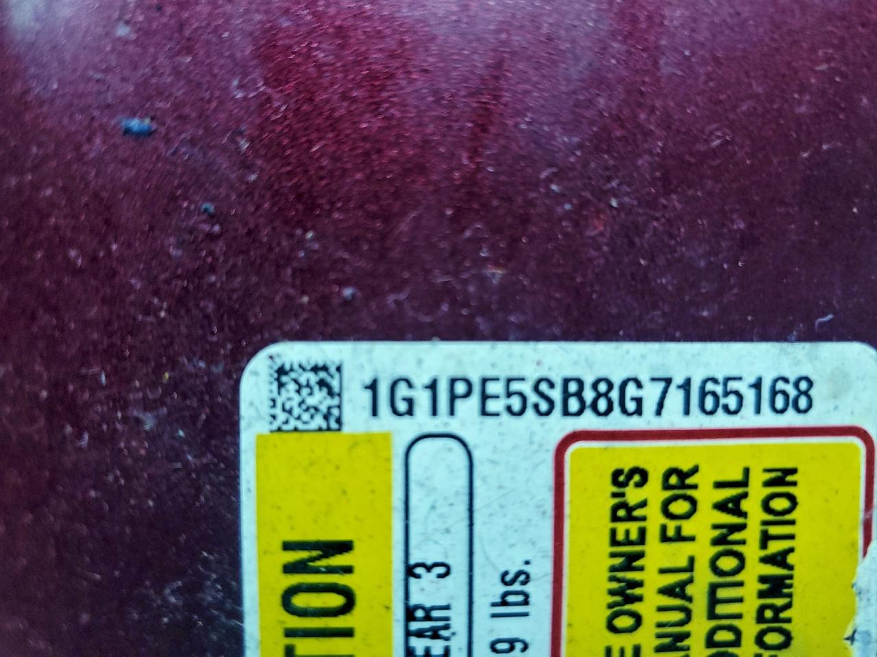 2016 Chevrolet Cruze Limited Lt VIN: 1G1PE5SB8G7165168 Lot: 94534565