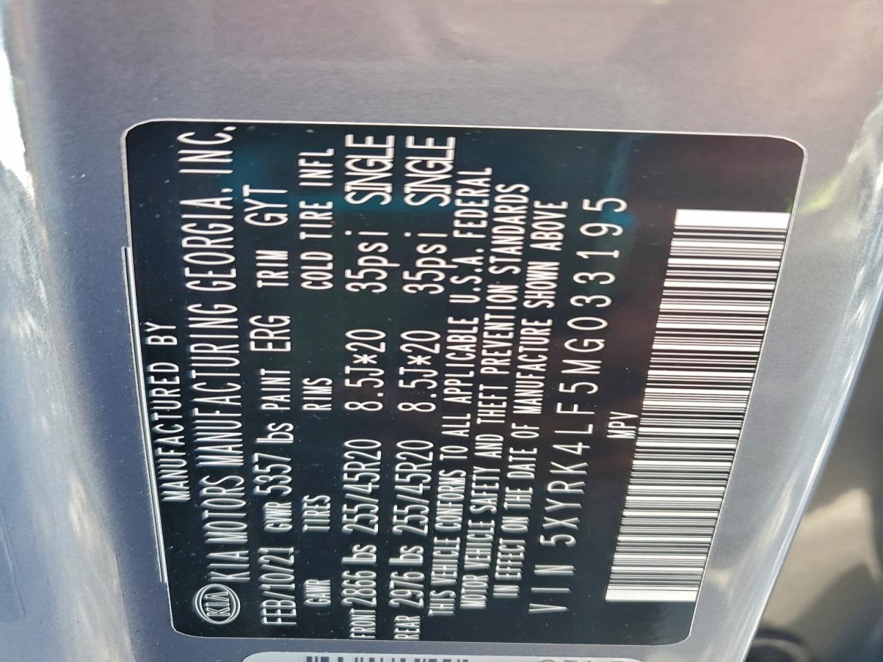 2021 Kia Sorento Sx VIN: 5XYRK4LF5MG033195 Lot: 94521795