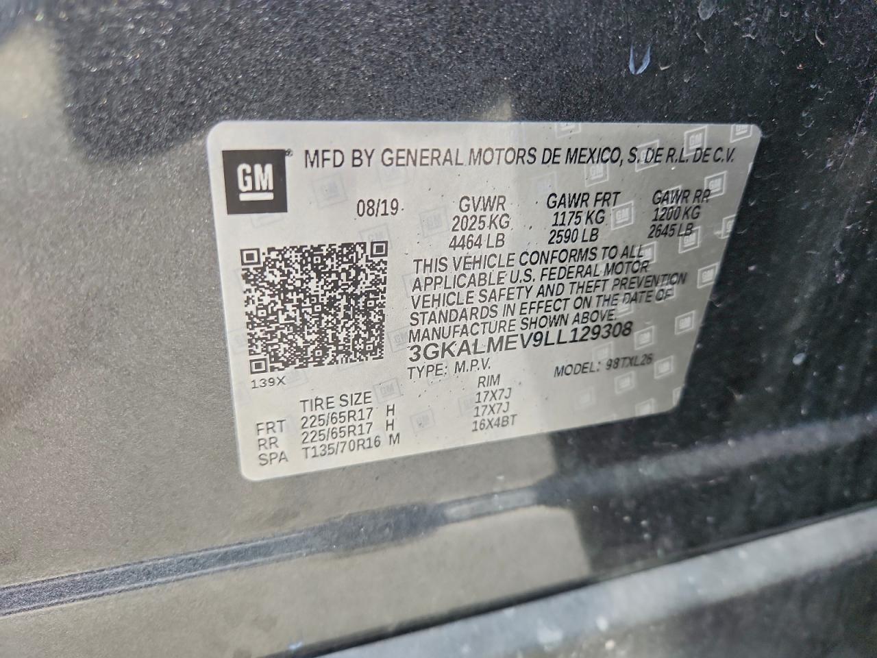 2020 GMC Terrain Sle VIN: 3GKALMEV9LL129308 Lot: 92746025