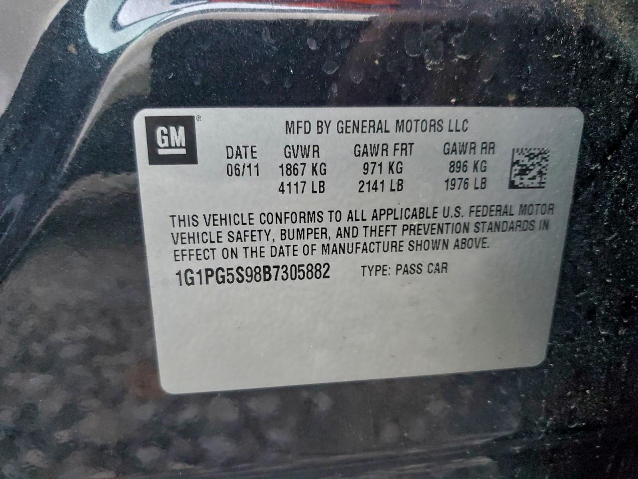 2011 Chevrolet Cruze Lt VIN: 1G1PG5S98B7305882 Lot: 94213285