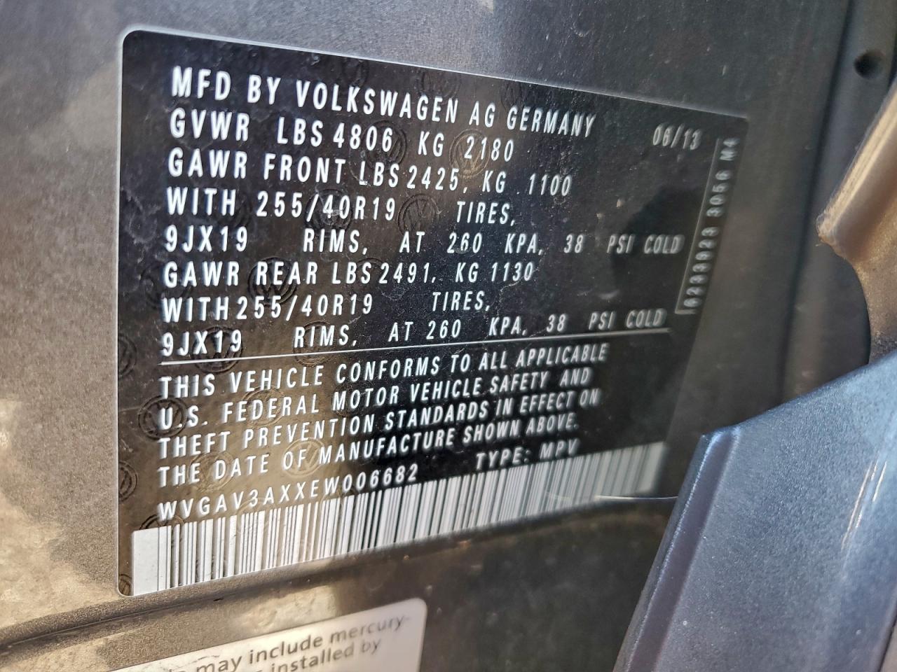 2014 Volkswagen Tiguan S VIN: WVGAV3AXXEW006682 Lot: 94790725