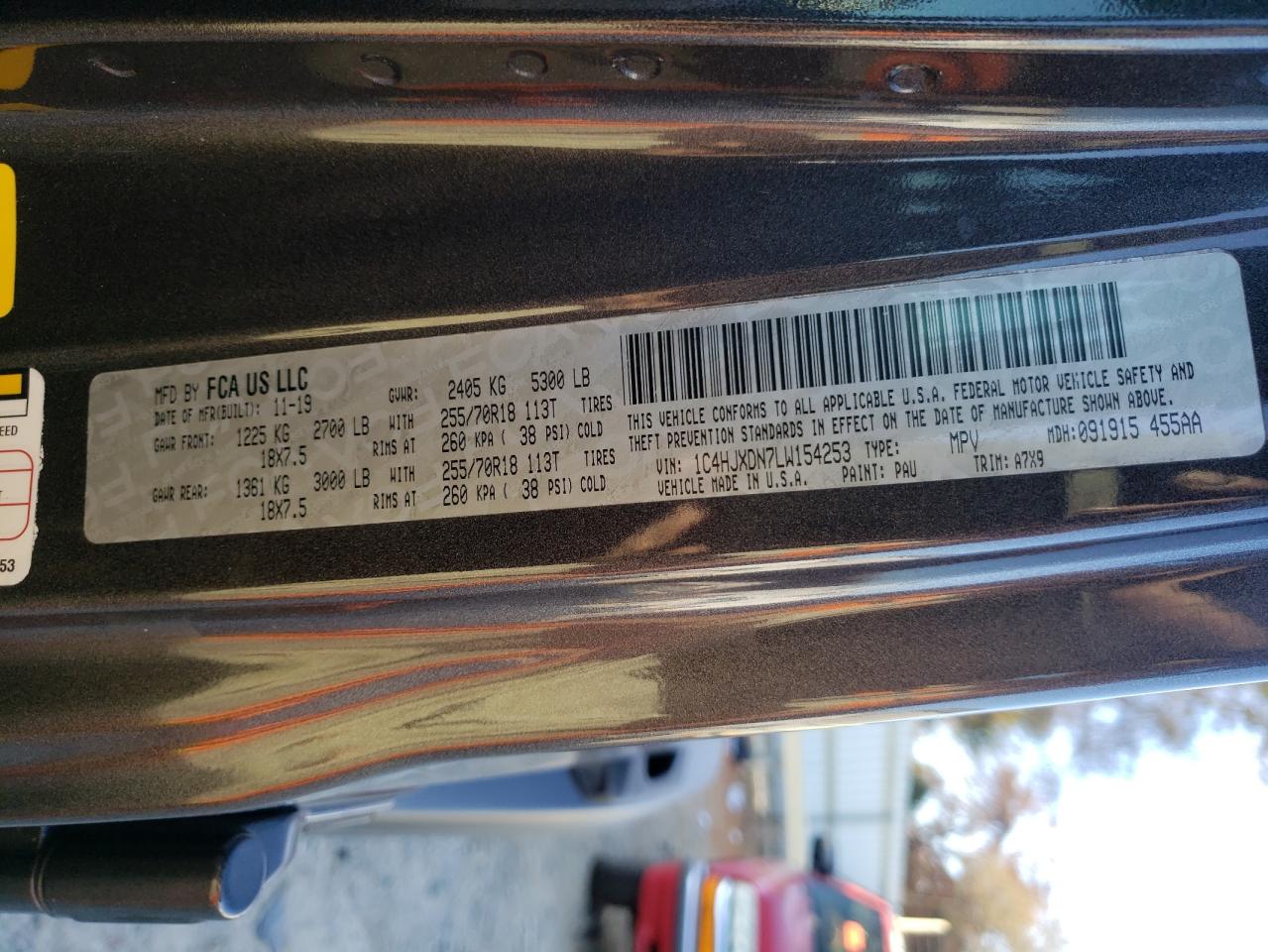 2020 Jeep Wrangler Unlimited Sport VIN: 1C4HJXDN7LW154253 Lot: 93816045