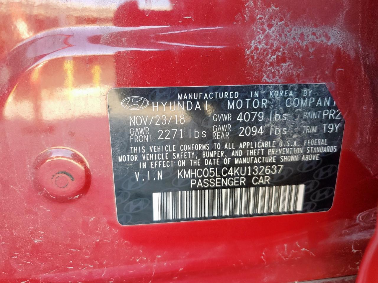 2019 Hyundai Ioniq Limited VIN: KMHC05LC4KU132637 Lot: 93037735