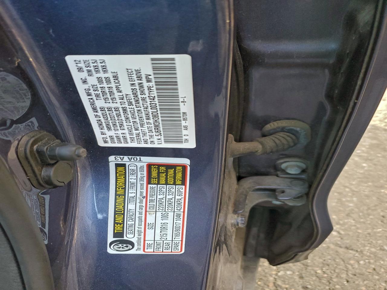 2013 Honda Cr-V Lx VIN: 5J6RM3H38DL003142 Lot: 94475155