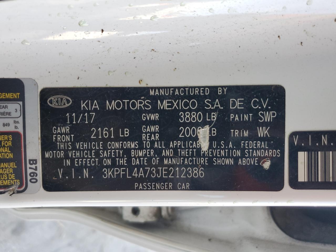 2018 Kia Forte Lx VIN: 3KPFL4A73JE212386 Lot: 91286975