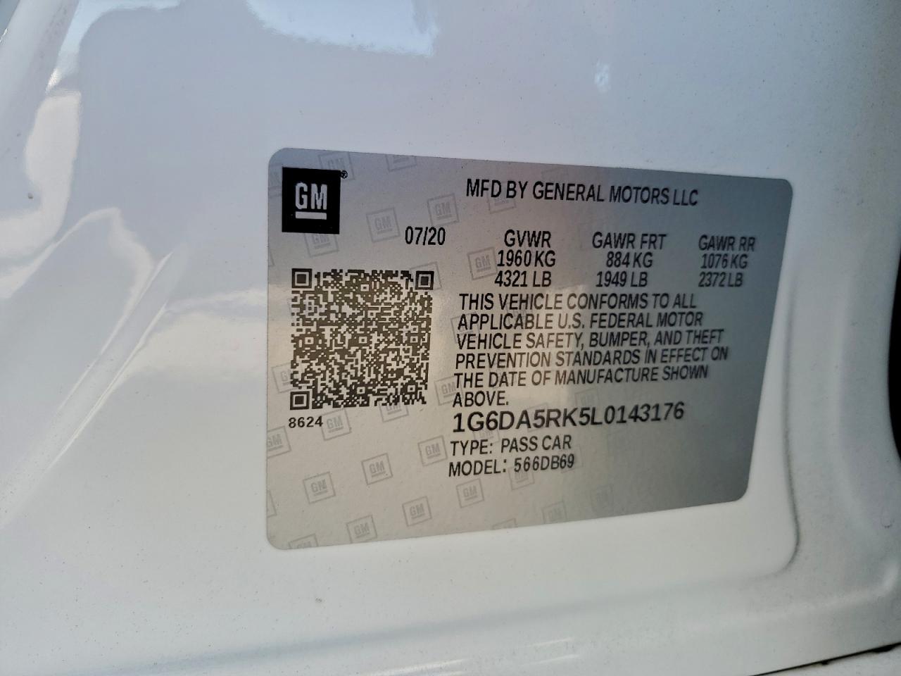 2020 Cadillac Ct4 Luxury VIN: 1G6DA5RK5L0143176 Lot: 93882475