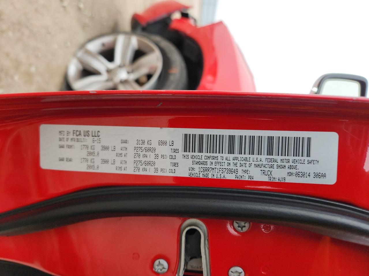 2015 Ram 1500 Sport VIN: 1C6RR7MT1FS739649 Lot: 93720175