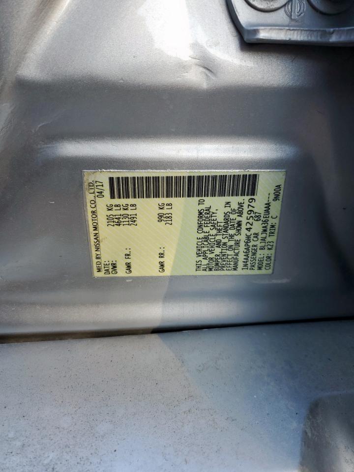 2017 Nissan Maxima 3.5S VIN: 1N4AA6AP6HC425979 Lot: 91652605