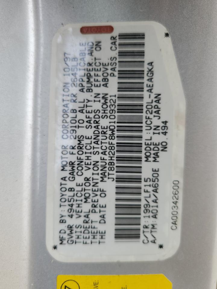 1998 Lexus Ls 400 VIN: JT8BH28F8W0109321 Lot: 90860115